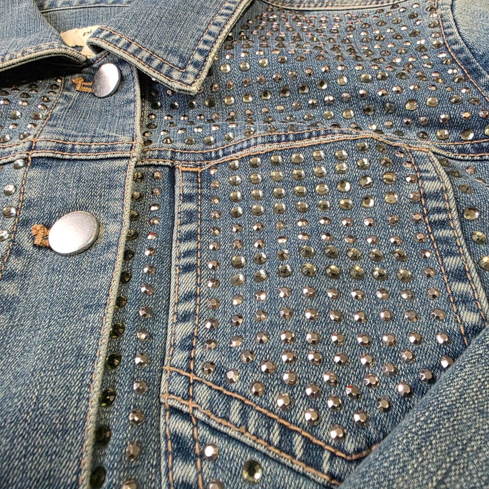 PLATINUM CHICOS Womens light‎ washDenim Jacket Rhinestones Size 1 (8)/(M) - Picture 8 of 11